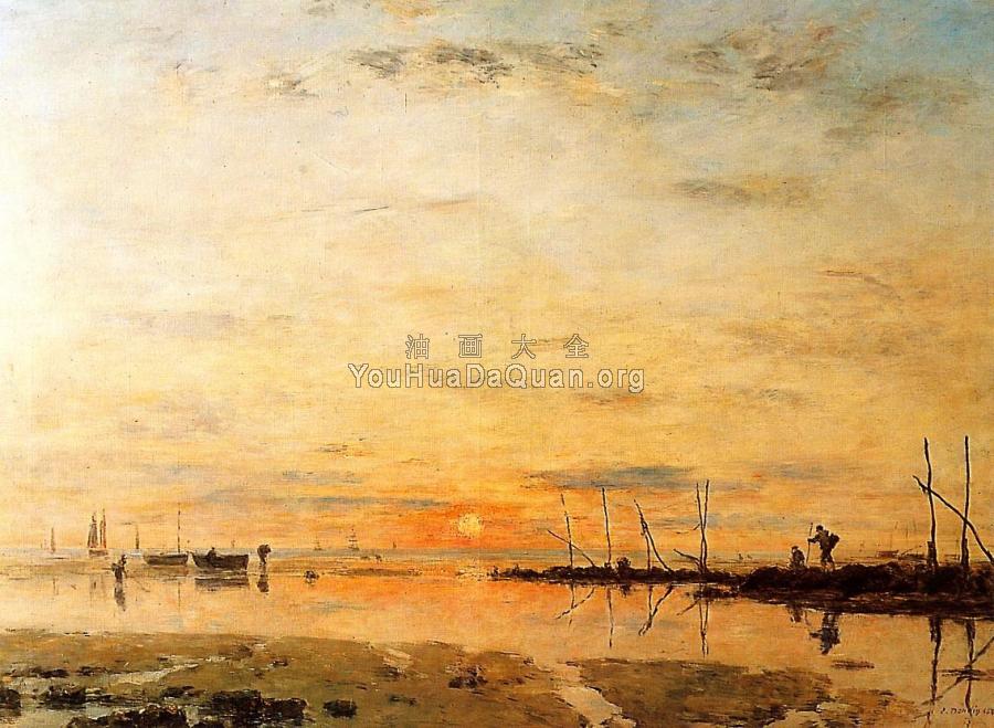 Le Havre, Sunset at Low Tide - 尤金·布丹